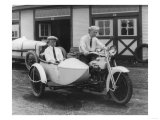 Men on Harley Davidson Motorcycle with Sidecar - Indianapolis, IN Poster