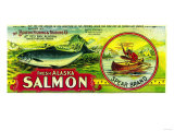 Spear Salmon Can Label - Yes Bay, AK Prints
