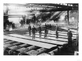 Men Laying out Plates in Steel Mill Photograph Print