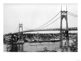 Portland, OR View of St. John Bridge over Columbia Photograph - Portland, OR Posters