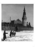 Moscow River and Kremlin in Winter Photograph - Moscow, Russia Print