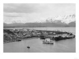 Seward, Alaska View of Town and Ships in Harbor Photograph - Seward, AK Poster