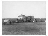 Oglala Tipi in front of US School for Indians Building Photograph - Pine Ridge, SD Posters