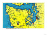 Sportsman and Tourist Map, Olympic Peninsula - Olympic National Park Prints