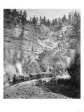 Train Passes through Elk Canyon near "Giant Bluff" Photograph - Black Hills, SD Print
