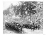 Military Men in Rows on Horseback Photograph - Fort Meade, SD Posters