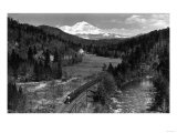 View of the Mountain, Valley, and Train - Mt. Shasta, CA Prints