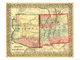 Arizona and New Mexico - Panoramic Map and New Mexico Posters