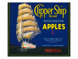 Clipper Ship Apple Label - Wenatchee, WA Posters