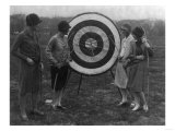 Women examining Archery Target Photograph - Washington, DC Posters