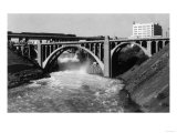 Aerial View of Spokane Falls and Monroe St Bridge - Spokane, WA Posters