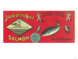 Pride of the Navy Salmon Can Label - Bellingham, WA Art