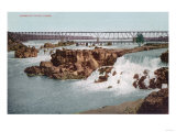 Aerial View of the Falls and Bridge - American Falls, ID Posters