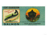 Fort Dearborn Salmon Can Label - Chicago, IL Pósters