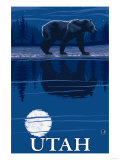 Bear in Moonlight - Utah Posters