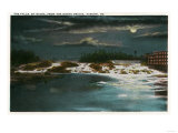 Auburn, Maine - North Bridge View of the Falls at Night Photo