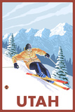 Downhill Snow Skier - Utah Pósters