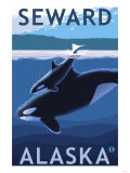 Seward, Alaska - Orca and Calf Scene Posters