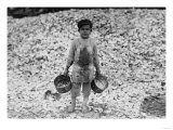 Young Boy Shrimp Picker near Oyster Mount Photograph - Biloxi, MS Photo