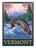 Vermont - Angler Fisherman Scene Posters