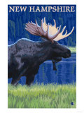 New Hampshire - Moose in the Moonlight Posters