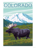 Moose with Mountain - Colorado Posters