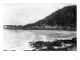Yachats, Oregon Town View and Ocean Photograph - Yachats, OR Photo
