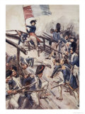Seizing a Flag, He Himself Led His Men Across the Bridge, The Story of France, 1920 Giclee Print by William Rainey