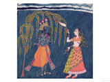 Krishna Playing a Flute, from the Vahula Raga, Basohli, c.1710 Giclee Print