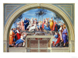 Parnassus and the Disputa, Stanza Della Segnatura, Print by Giovanni Volpato and Raphael Morghen Giclée-tryk af Raphael