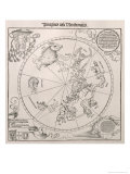 Map of the Southern Sky, Cardinal Lang Von Wellenburg Dedication, Imperial Copyright, 1515 Reproduction procédé giclée par Albrecht Dürer