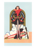 Art Deco Lady Pilot and Airplane Lámina giclée Art Deco Lady Pilot and Airplane Lámina giclée