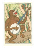 Chimp Playing Banjo Giclee-vedos