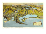 Mapa en relieve de San Diego, California Lámina giclée