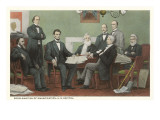 Firma de la proclamación de independencia, Lincoln y gabinete Lámina giclée