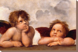 Angels, Detail of the Sistine Madonna, c.1514 Stretched Canvas Print by Raphael 