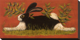 Conejo sobre fondo rojo Reproducción en lienzo de la lámina por Lisa Hilliker