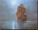 Crescent Moon Stretched Canvas Print by Montague Dawson