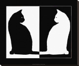 Black and White Cats Stretched Canvas Print
