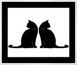 Two Black Cats Framed Canvas Print Two Black Cats Framed Canvas Print