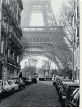Street View of La Tour Eiffel Stretched Canvas Print by Clay Davidson