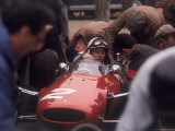 Mechanics Work on John Surtees in Ferrari During Pit Stop Photographic Print