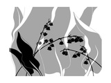 Greyscale Print of Flower Blossom and Leaves Plakaty Greyscale Print of Flower Blossom and Leaves Plakaty