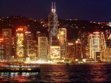 The Buildings are Lit up for the Handover Celebrations, Hong Kong 26, June 1997 Photographic Print