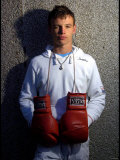 Boxer Gary Mcmillan Seen Here with Local Taxi Owner Peter Corsie Fotografisk tryk