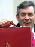 Chancellor of the Exchequer Gordon Brown Leaving to Make His Budget Speech in the House of Commons Photographie