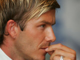 England Captain David Beckham at Press Conference Ahead of Match Against Denmark Photographic Print