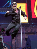 Robbie Williams Stadium Tour in Ireland, July 2001 Jumping on Stage Photographic Print