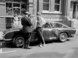 The Rolling Stones' Mick Jagger Crashes his Midnight Blue Aston Martin DB6 Lámina fotográfica