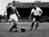 42-Years-Young Stan Matthews Waltzes Round Hugh Kelly in Blackpool's Practice Match Last Night Photographic Print